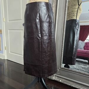 Deep Burgundy / Wine, Faux Leather Pencil Skirt